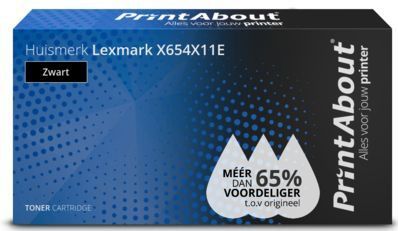 PrintAbout huismerk Toner X654X11E Zwart Extra hoge capaciteit Geschikt voor Lexmark