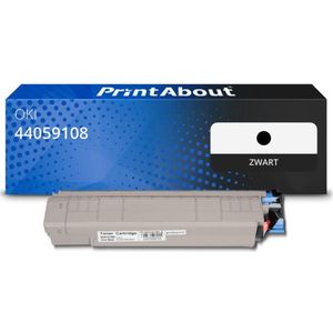 PrintAbout - Alternatief voor OKI 44059108 - Toner - Zwart - Huismerk