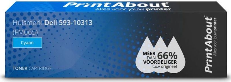 PrintAbout huismerk Toner 593-10313 (FM065) Cyaan Geschikt voor Dell