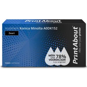 PrintAbout  Toner A0DK152 Zwart geschikt voor Konica Minolta