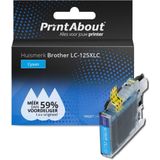 PrintAbout huismerk Inktcartridge LC-125XLC Cyaan Hoge capaciteit Geschikt voor Brother