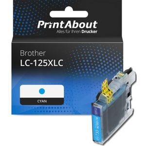 PrintAbout huismerk Inktcartridge LC-125XLC Cyaan Hoge capaciteit Geschikt voor Brother