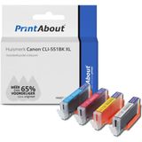 PrintAbout - Inktcartridge - Alternatief voor Canon CLI-551BK XL - 4 Kleuren