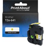 PrintAbout - TZe-641 Tape - Zwart op Geel - 18 mm