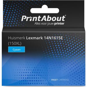 PrintAbout huismerk Inktcartridge 14N1615E (150XL) Cyaan Hoge capaciteit Geschikt voor Lexmark