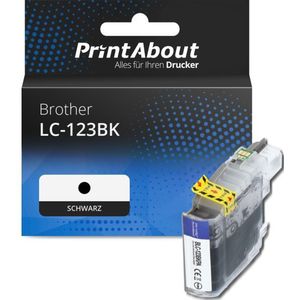 PrintAbout huismerk Inktcartridge LC-123BK Zwart Geschikt voor Brother