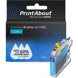 PrintAbout huismerk Inktcartridge LC-123C Cyaan Geschikt voor Brother