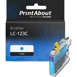 PrintAbout huismerk Inktcartridge LC-123C Cyaan geschikt voor Brother