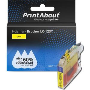 PrintAbout  Inktcartridge LC-123Y Geel geschikt voor Brother
