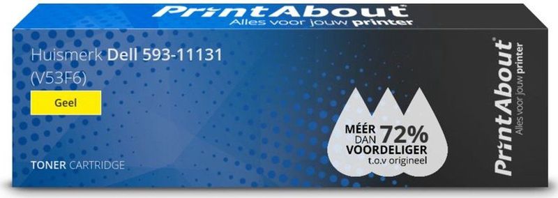 PrintAbout huismerk Toner 593-11131 (V53F6) Geel Geschikt voor Dell