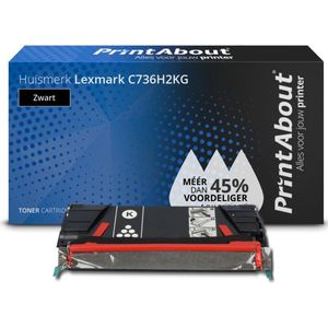 PrintAbout huismerk Toner C736H2KG Zwart Hoge capaciteit Geschikt voor Lexmark