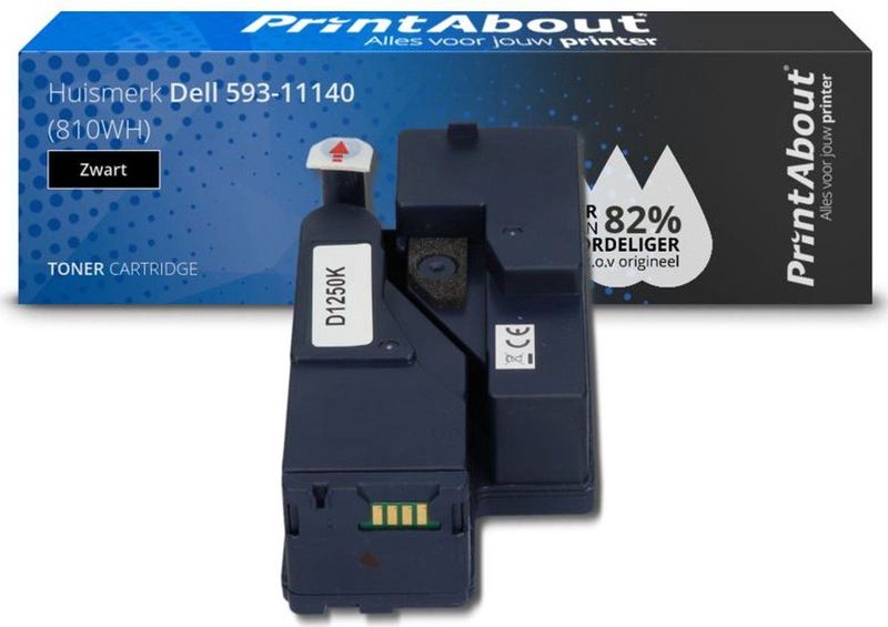 PrintAbout huismerk Toner 593-11140 (810WH) Zwart Geschikt voor Dell