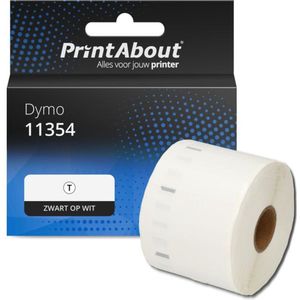 PrintAbout huismerk Etiket 11354 (S0722540) Zwart op wit (57 mm x 32  mm) Geschikt voor Dymo