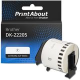 PrintAbout - Brother DK-22205 - Etiket - Zwart op Wit - 62 mm