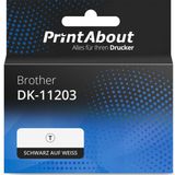 PrintAbout huismerk Etiket DK-11203 Zwart op wit (17 mm x 87 mm) 5 rollen Geschikt voor Brother