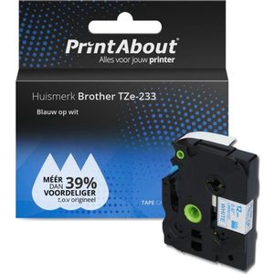 Schriftband kompatibel mit Brother TZe-233 - (12 mm) - Blau auf weiß