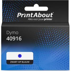 PrintAbout - Dymo Tape - Zwart op Blauw - 9 mm