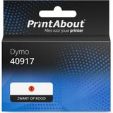 PrintAbout - Tape 40917 - Zwart op Rood - 9 mm