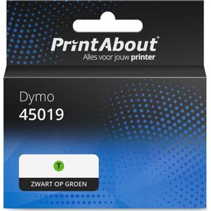 PrintAbout - Dymo 45019 Tape - Zwart op Groen - 12 mm