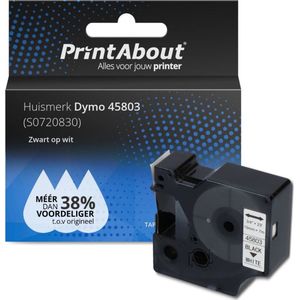 PrintAbout - Dymo Tape - Zwart op Wit - 19 mm