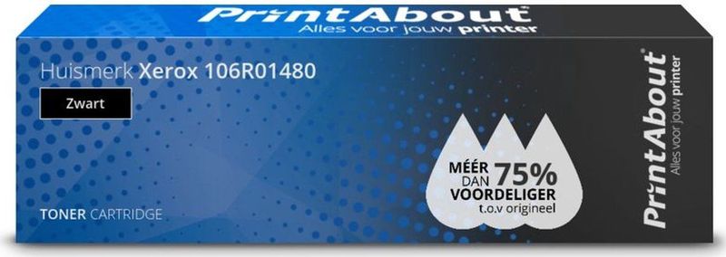 PrintAbout huismerk Toner 106R01480 Zwart Geschikt voor Xerox