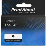 PrintAbout - TZe-345 Tape - Wit op Zwart - 18 mm
