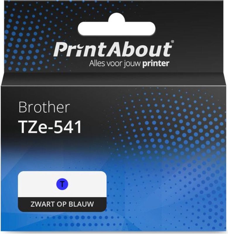 Huismerk - Brother TZe-541 - Tape - Zwart op Blauw - 18 mm