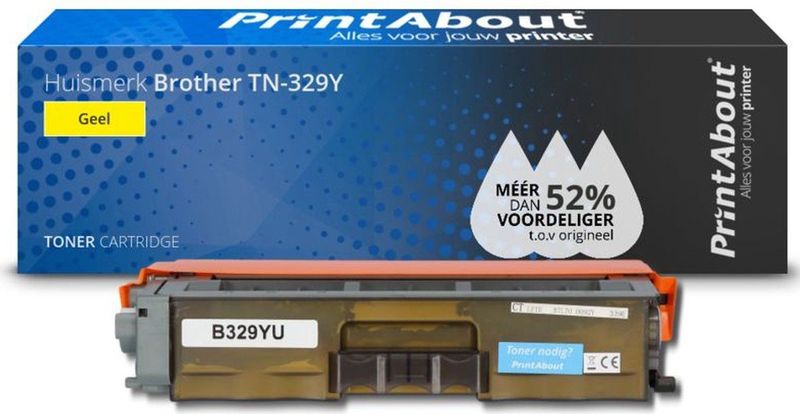PrintAbout huismerk Toner TN-329Y Geel Extra hoge capaciteit Geschikt voor Brother