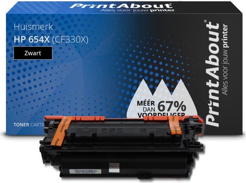 PrintAbout huismerk Toner 654X (CF330X) Zwart Hoge capaciteit Geschikt voor HP