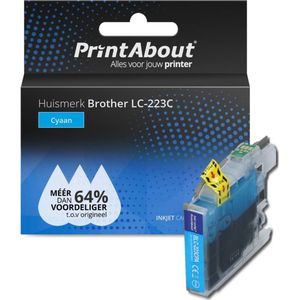 PrintAbout huismerk Inktcartridge LC-223C Cyaan Geschikt voor Brother