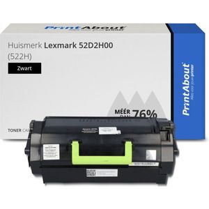 PrintAbout huismerk Toner 52D2H00 (522H) Zwart Hoge capaciteit Geschikt voor Lexmark