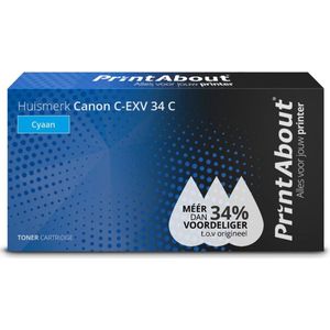 PrintAbout huismerk Toner C-EXV 34 C Cyaan Geschikt voor Canon