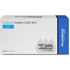 PrintAbout huismerk Toner C-EXV 34 C Cyaan Geschikt voor Canon