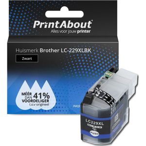 PrintAbout huismerk Inktcartridge LC-229XLBK Zwart Extra hoge capaciteit Geschikt voor Brother