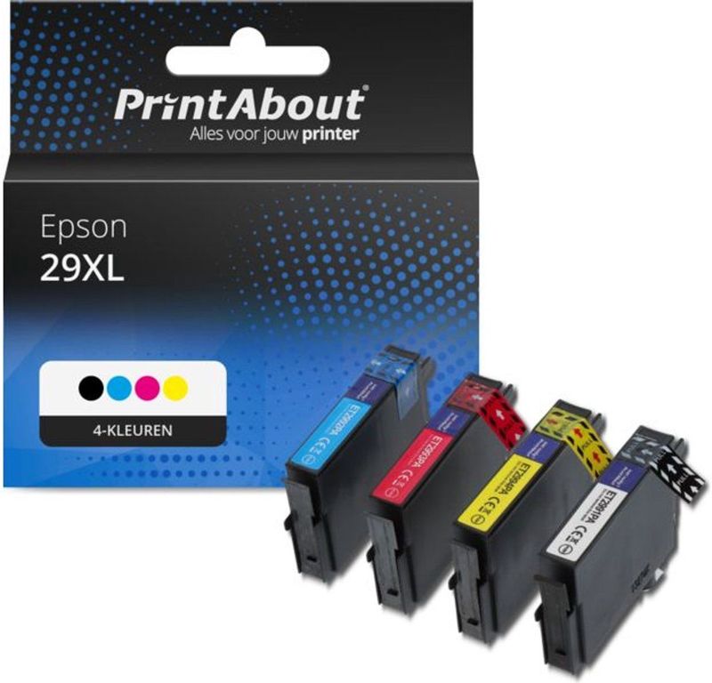 PrintAbout - Inktcartridge - Alternatief voor de Epson T2996 - 4 Kleuren - 43ml Meer Inhoud