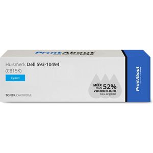 PrintAbout huismerk Toner 593-10494 (C815K) Cyaan Geschikt voor Dell