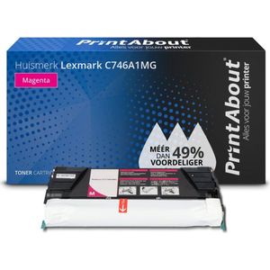 PrintAbout huismerk Toner C746A1MG Magenta Geschikt voor Lexmark