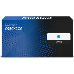 PrintAbout - Alternatief voor Lexmark C950X2CG - Toner - Cyaan - Extra Hoge Capaciteit