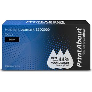 PrintAbout huismerk Toner 52D2000 (522) Zwart Geschikt voor Lexmark