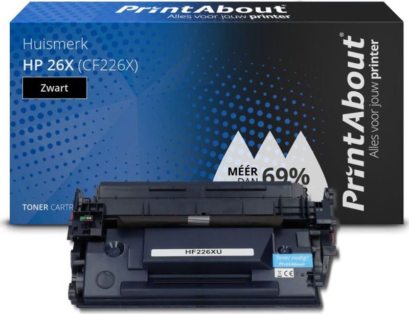 PrintAbout huismerk Toner 26X (CF226X) Zwart Hoge capaciteit Geschikt voor HP