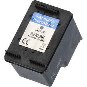 PrintAbout huismerk Inktcartridge 62XL (C2P05AE) Zwart Hoge capaciteit Geschikt voor HP