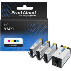 PrintAbout huismerk Inktcartridge 934XL (C2P23AE) 4-kleuren Multipack Hoge capaciteit Geschikt voor HP