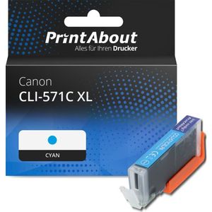PrintAbout huismerk Inktcartridge CLI-571C XL Cyaan Hoge capaciteit Geschikt voor Canon