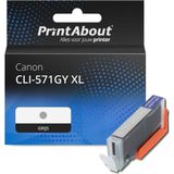 PrintAbout - Inktcartridge CLI-571GY XL - Grijs - Hoge Capaciteit - Geschikt voor Canon