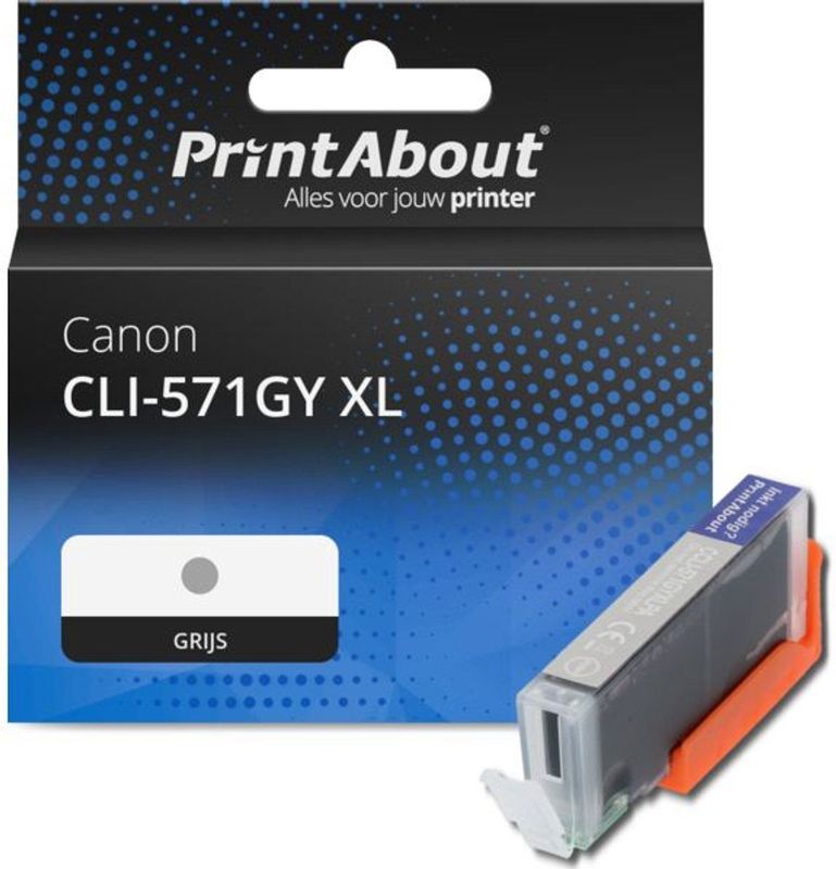 PrintAbout - Inktcartridge CLI-571GY XL - Grijs - Hoge Capaciteit - Geschikt voor Canon