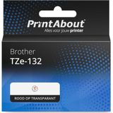 PrintAbout - TZe-132 Tape - Rood - Transparant - 12 mm