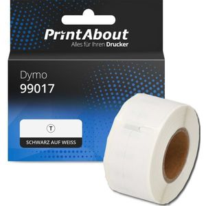 PrintAbout huismerk Etiket 99017 (S0722460) Zwart op wit (50 mm x 12  mm) Geschikt voor Dymo