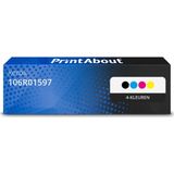 PrintAbout - Alternatief voor Xerox 106R01597 - Toner - 4-Kleuren - Multipack