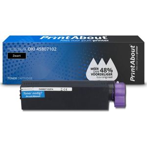 PrintAbout  Toner 45807102 Zwart geschikt voor OKI