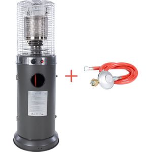 Sunred - Propus - Gas lijn - Grijs - Staand model - Terrasverwarmer - Gas - 10000 W – Verschillende standen – Piezo ontsteking - Gas heater
